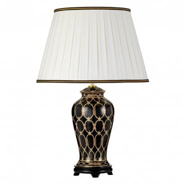 DL-TAIPEI-TL Taipei 1 Light Table Lamp in a Black and Gold Finish with a Tall Empire Shade