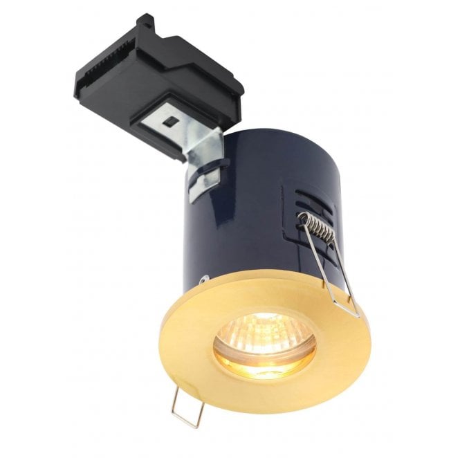 Electralite ELA-27467-SATBRS Yate Fixed IP65 Fire Rated Showerlight Downlight in a Satin Brass Finish