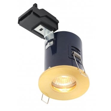 ELA-27467-SATBRS Yate Fixed IP65 Fire Rated Showerlight Downlight in a Satin Brass Finish