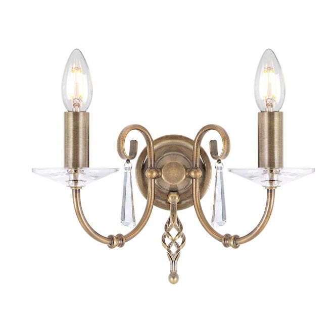 Elstead Lighting AG2-AGED-BRASS Aegean 2 Light Wall Light in an Aged Brass Finish