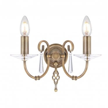 AG2-AGED-BRASS Aegean 2 Light Wall Light in an Aged Brass Finish