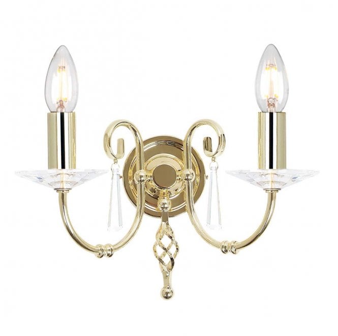 Elstead Lighting AG2-POL-BRASS Aegean 2 Light Wall Light in a Polished Brass Finish