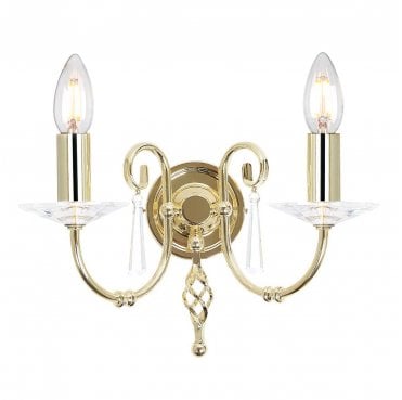 AG2-POL-BRASS Aegean 2 Light Wall Light in a Polished Brass Finish