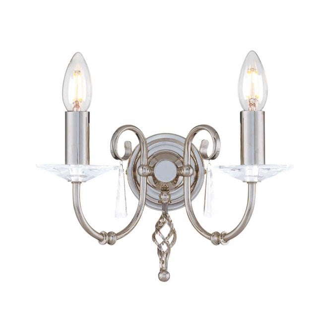 Elstead Lighting AG2-POL-NICKEL Aegean 2 Light Wall Light in a Polished Nickel Finish