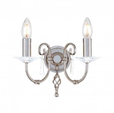AG2-POL-NICKEL Aegean 2 Light Wall Light in a Polished Nickel Finish
