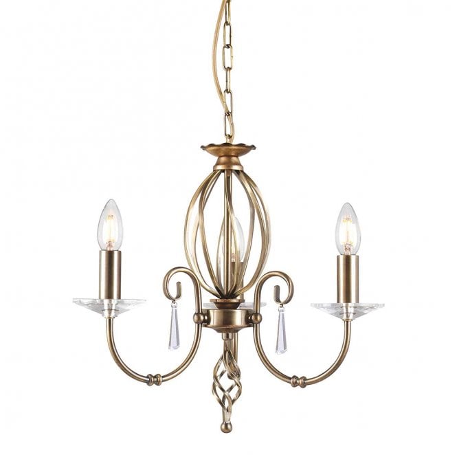 Elstead Lighting AG3-AGED-BRASS Aegean 3 Light Chandelier in an Aged Brass Finish