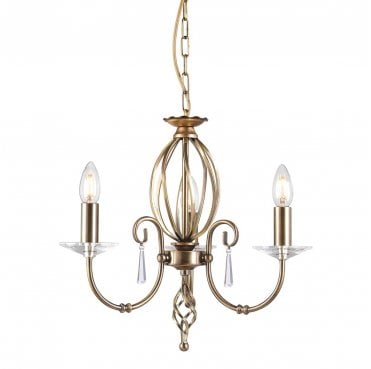 AG3-AGED-BRASS Aegean 3 Light Chandelier in an Aged Brass Finish
