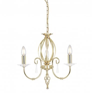 AG3-POL-BRASS Aegean 3 Light Chandelier in a Polished Brass Finish