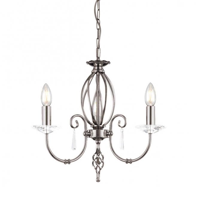 Elstead Lighting AG3-POL-NICKEL Aegean 3 Light Chandelier in a Polished Nickel Finish