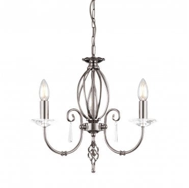 AG3-POL-NICKEL Aegean 3 Light Chandelier in a Polished Nickel Finish