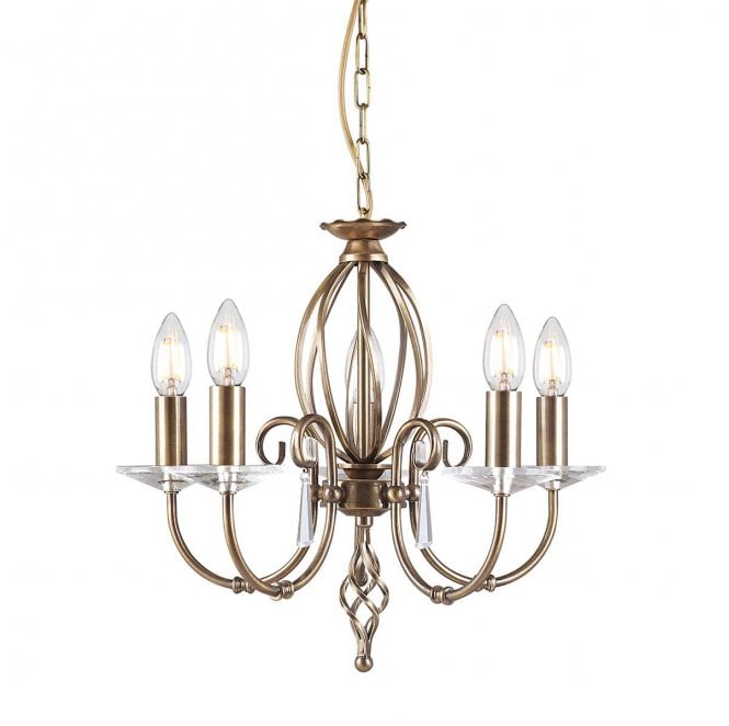 Elstead Lighting AG5-AGED-BRASS Aegean 5 Light Chandelier in an Aged Brass Finish