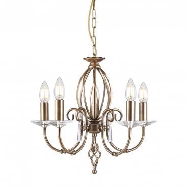 AG5-AGED-BRASS Aegean 5 Light Chandelier in an Aged Brass Finish