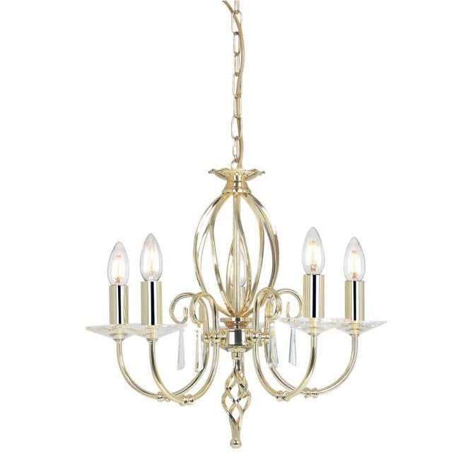 Elstead Lighting AG5-POL-BRASS Aegean 5 Light Chandelier in a Polished Brass Finish