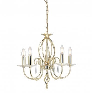 AG5-POL-BRASS Aegean 5 Light Chandelier in a Polished Brass Finish