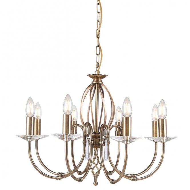 Elstead Lighting AG8-AGED-BRASS Aegean 8 Light Chandelier in an Aged Brass Finish