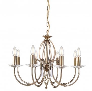 AG8-AGED-BRASS Aegean 8 Light Chandelier in an Aged Brass Finish