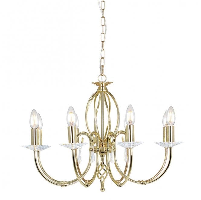 Elstead Lighting AG8-POL-BRASS Aegean 8 Light Chandelier in a Polished Brass Finish