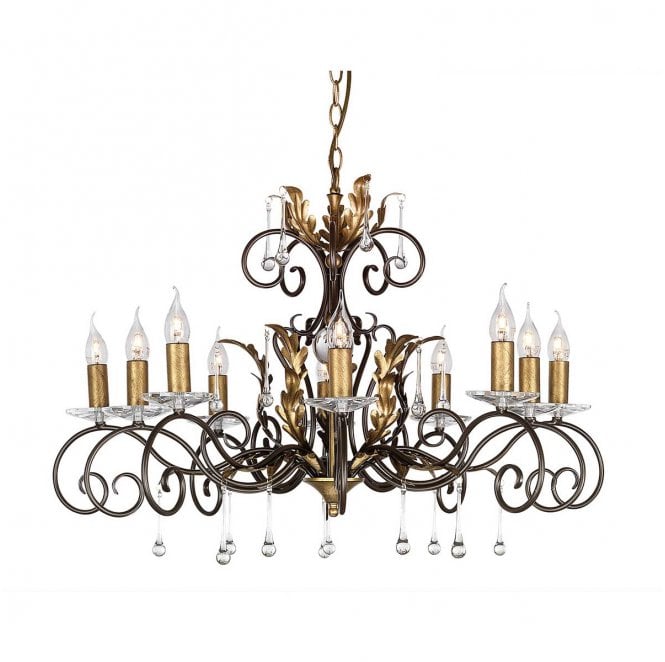 Elstead Lighting AML10-BRONZE Amarilli 10 Light Chandelier in a Bronze and Gold Patina Finish