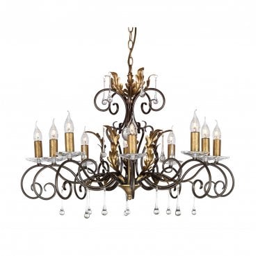 AML10-BRONZE Amarilli 10 Light Chandelier in a Bronze and Gold Patina Finish