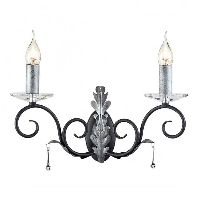 Elstead Lighting AML2-BLK-SILVER Amarilli 2 Light Wall Light in a Black and Silver Patina Finish
