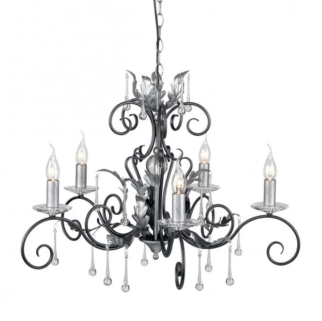 Elstead Lighting AML5-BLK-SILVER Amarilli 5 Light Chandelier in a Black and Silver Patina Finish