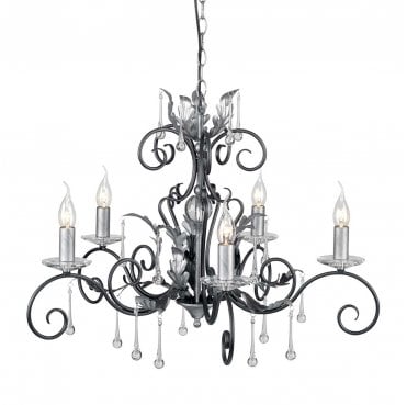 AML5-BLK-SILVER Amarilli 5 Light Chandelier in a Black and Silver Patina Finish