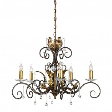 AML5-BRONZE Amarilli 5 Light Chandelier in a Bronze and Gold Patina Finish