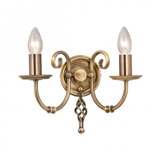 Elstead Lighting ART2-AGD-BRASS Artisan 2 Light Wall Light in an Aged Brass Finish