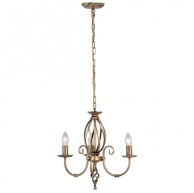 Elstead Lighting ART3-AGD-BRASS Artisan 3 Light Chandelier in an Aged Brass Finish