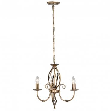 ART3-AGD-BRASS Artisan 3 Light Chandelier in an Aged Brass Finish