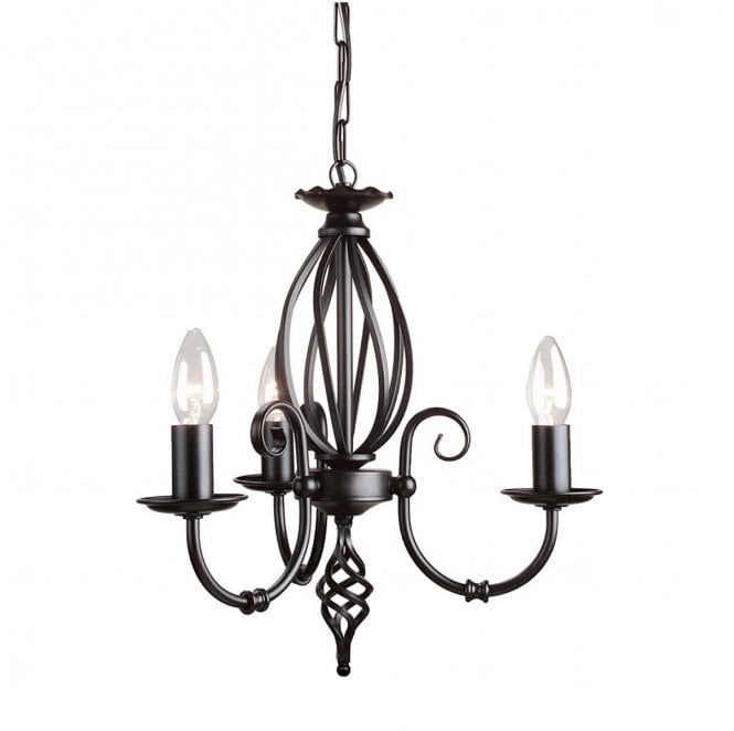 Elstead Lighting ART3-BLACK Artisan 3 Light Chandelier in a Black Finish
