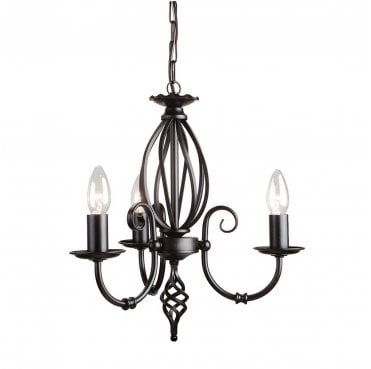 ART3-BLACK Artisan 3 Light Chandelier in a Black Finish