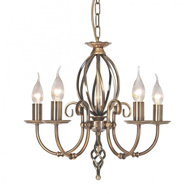 Elstead Lighting ART5-AGD-BRASS Artisan 5 Light Chandelier in an Aged Brass Finish