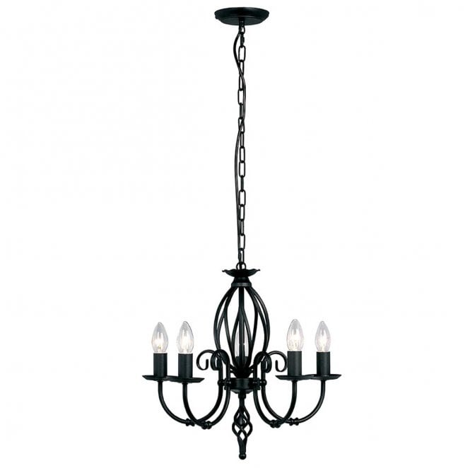 Elstead Lighting ART5-BLACK Artisan 5 Light Chandelier in a Black Finish