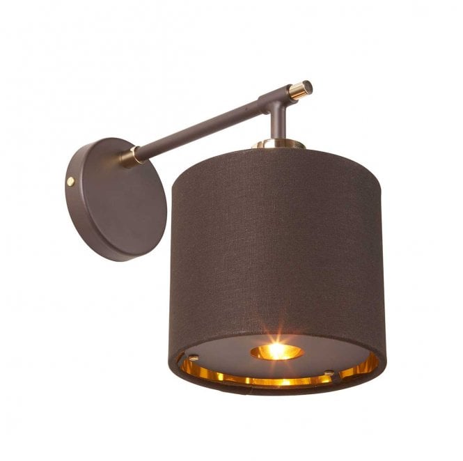 Elstead Lighting BALANCE1-BRPB Balance 1 Light Wall Light in a Brown and Polished Brass Finish