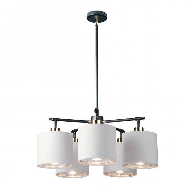Elstead Lighting BALANCE5-BKPN Balance 5 Light Chandelier in a Black and Polished Nickel Finish