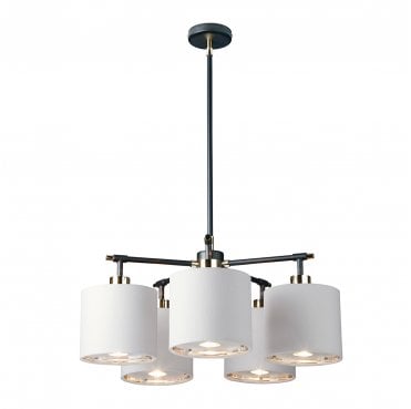 BALANCE5-BKPN Balance 5 Light Chandelier in a Black and Polished Nickel Finish