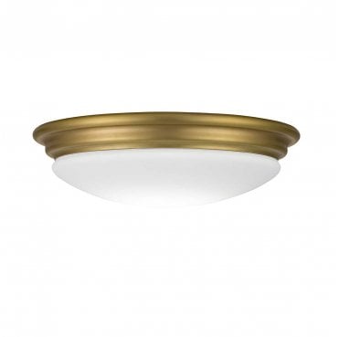 BATH-BROMPTON-F-BB Brompton IP44 1 Light Flush Light in a Brushed Brass Finish