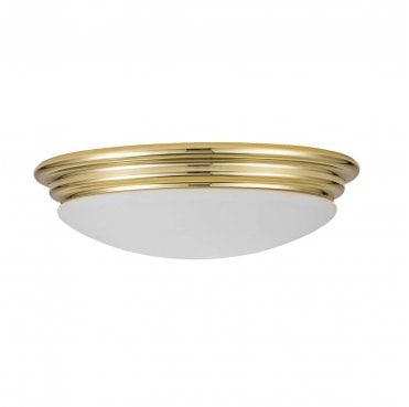 BATH-BROMPTON-F-PB Brompton IP44 1 Light Flush Light in a Polished Brass Finish