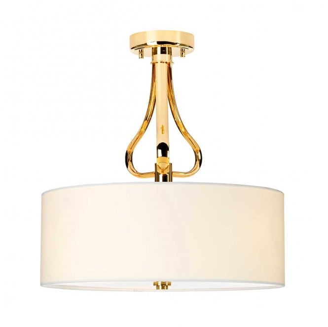 Elstead Lighting BATH-FALMOUTH-SF-FG Falmouth IP44 3 Light Semi Flush Light in a French Gold Finish with a White Shade