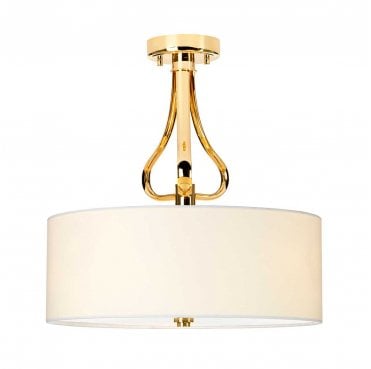 BATH-FALMOUTH-SF-FG Falmouth IP44 3 Light Semi Flush Light in a French Gold Finish with a White Shade