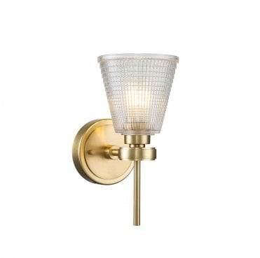 BATH-GUNNIS1-BB Gunnislake IP44 1 Light Wall Light in a Brushed Brass Finish