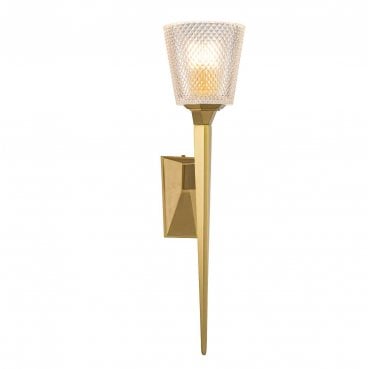 BATH-VERITY-BB Verity IP44 1 Light Wall Light in a Brushed Brass Finish