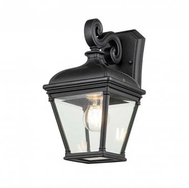BAYVIEW-2M-BK Bayview Outdoor IP44 1 Light Medium Wall Lantern in a Black Finish