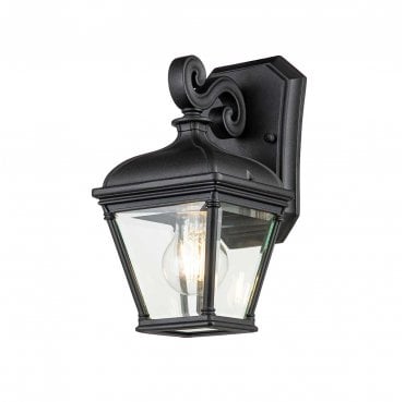 BAYVIEW-2S-BK Bayview Outdoor IP44 1 Light Small Wall Lantern in a Black Finish
