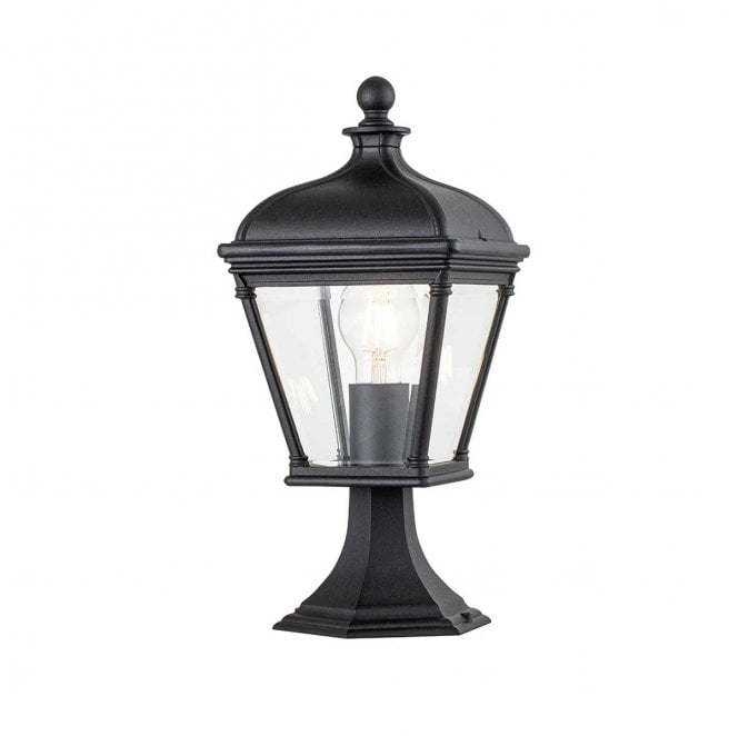 Elstead Lighting BAYVIEW-3M-BK Bayview Outdoor IP44 1 Light Medium Pedestal Lantern in a Black Finish