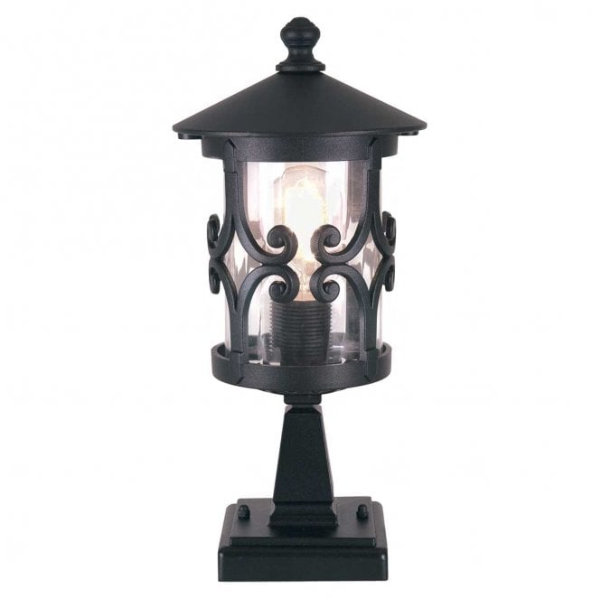 Elstead Lighting BL12-BLACK Hereford Outdoor IP23 1 Light Pedestal Lantern in a Black Finish