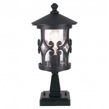 BL12-BLACK Hereford Outdoor IP23 1 Light Pedestal Lantern in a Black Finish