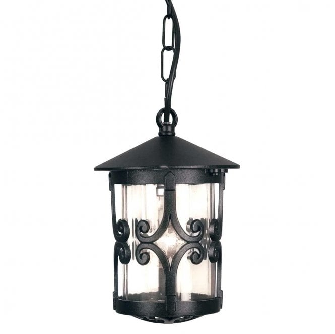 Elstead Lighting BL13B-BLACK Hereford Outdoor IP23 1 Light Porch Chain Lantern in a Black Finish