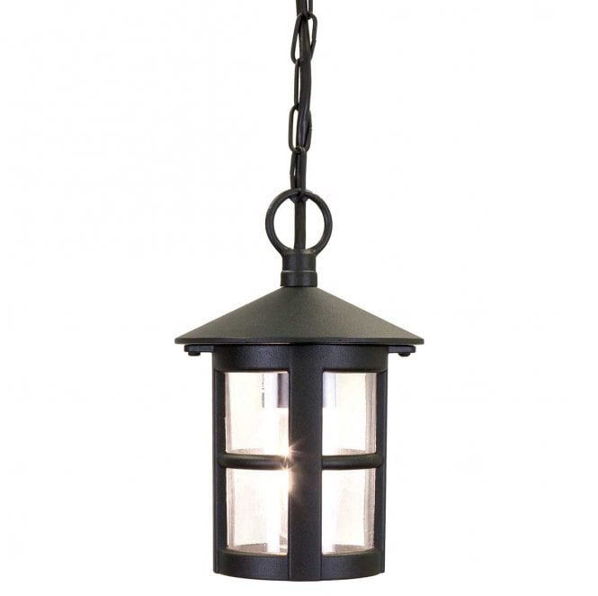 Elstead Lighting BL21B-BLACK Hereford Outdoor IP43 1 Light Porch Chain Lantern in a Black Finish